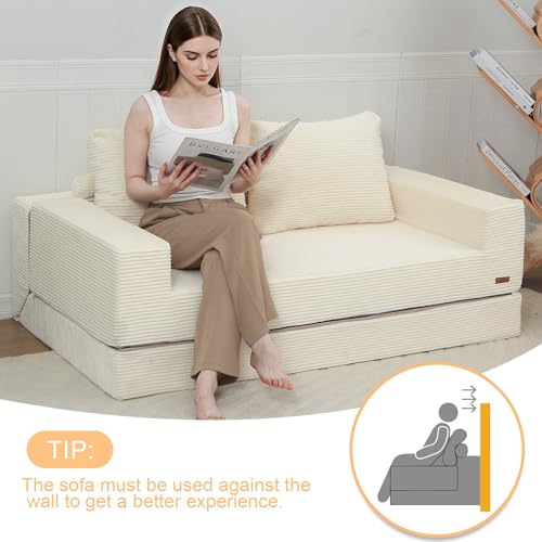 Sofá cama convertible sin montaje y lavable para ahorrar espacio en casa 4