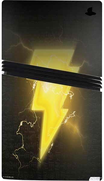 Skinit Decal Gaming Skin Compatible with PS5 Pro Bundle - Officially Licensed DC Comics Black Adam Lightning Bolt Design