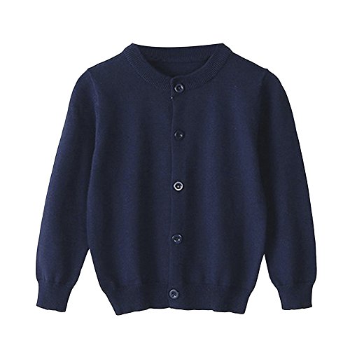 TAIYCYXGAN Baby Girls Boys Knit Cardigan Sweater Kids School Uniform Button Sweater Jacket Long Sleeves Clothes Navy 120