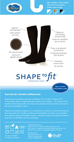 Dr. Comfort Men's Cotton Dress Graduated Compression Knee-High Sock, 10-15 mmHg, Black, X Large3