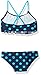 Kanu Surf Big Girl's Karlie Flounce Bikini Beach Sport 2-Piece Swimsuit, Suzie Navy/Aqua Dot, 14