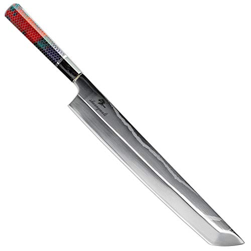 Cuchillo de fileteado de sushi de salmón de 12 pulgadas VG10 Damasco de acero Japonés Cuchillos de cocina UTILIADOR CLEAVER TRANSEANDO PESCADO CUCHILLO DE SASHIMI