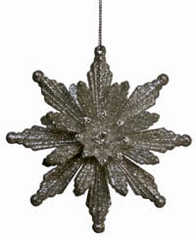 Kurt Adler Glittery Silver Snowflake Ornaments [W5492A]