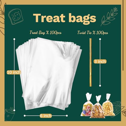 image for LOKQING LOKIQNG Cellophane Bags Plastic Gift Bag Clear Cookie Treat Ba