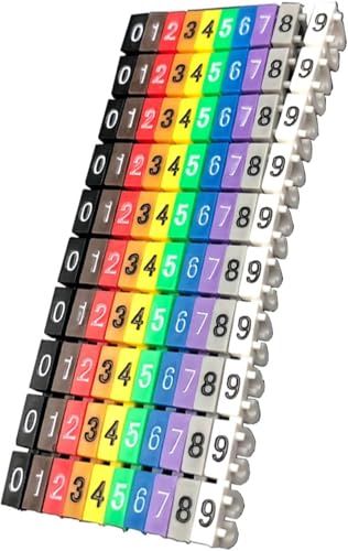 200Pcs Clip on Wire Markers 0-9 Coded, Wire Number Labels Colorful Wire Numbering Marker Tube Cable Marker, C-Type Marker Clip on String Cable Identification for Marking Color Coded Cables (2.5mm²)