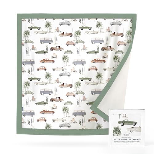 Image of GRSSDER Cotton Muslin Quilt Blanket - Silky Soft and Breathable Baby Blanket Quilt, Oversized Muslin Blankets for Newborns, Toddlers & Kids, 6 Layers Reversible Design for All Seasons, 47 inch x 47 inch