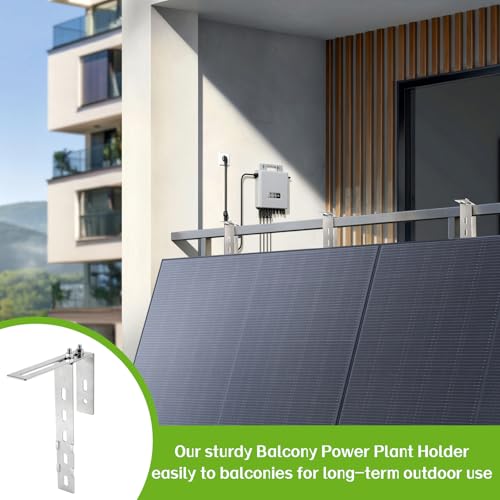 SUPAWAY 4x Balkonhalterung für Solarmodule Haken, Einstellbare 6-18cm Balkonkraftwerk Haken, Edelstahl 304 Dicke 2mm, Solarpanel Halterung mit Schrauben Set für Eckig Runde Geländer, Kein Bohren