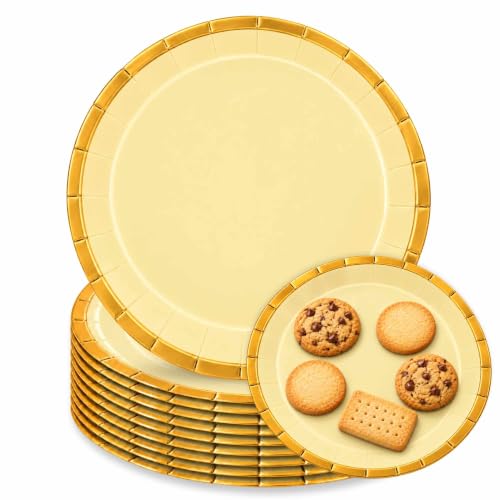 Platos de cartón, Platos Desechables cartón, Color Amarillo, 10 Unidades