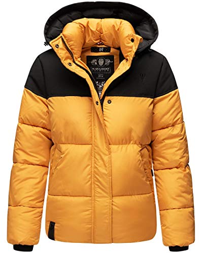 Navahoo Damen Winter Jacke warm gefüttert Stepp Stehkragen B853 [B853-Sarafin-Gelb-Gr.L]