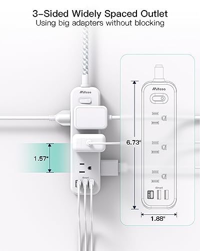Image of Mifaso Cruise Ship Essentials - Power Strip with USB Ports Compatible with Smartphones (Cable - 08)