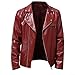 babominimer Herren-Vintage-PU-Lederjacke, Retro, lässig, schmale Motorradjacke, Pilotenjacke, Kunstledermantel, für Motorradfahren, Kostümpartys, Ausflüge, Reisen (L rot)