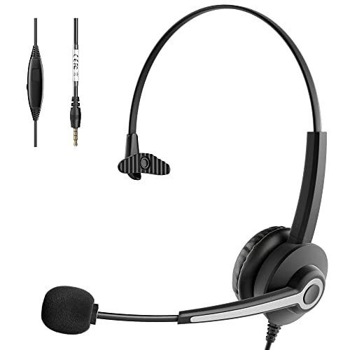 3.5Mm Phone Headset With Microphone Noise Cancelling & In-Line Control, Computer Headset For Iphone Android Pc Laptop Tablet Skype Call Center Home Office, Ultra Comfort #TOP17