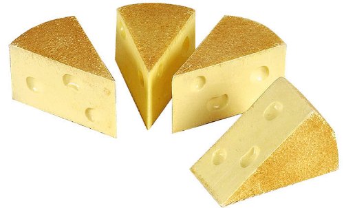 Props4shows Plastic Emmental Cheese Wedges - 4 Count, 9 x 6 x 5 cm, Cheese-like, Emmental-style, Artificial Food Prop, Wedges