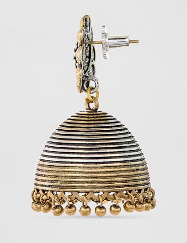 Image of Rubans Jhumka Earrings Oxidised Trendy Jewellery Gift for Women & Girls