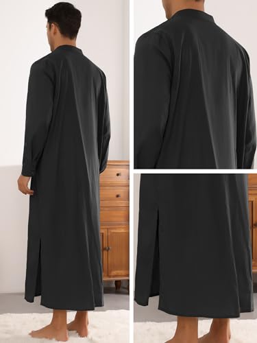 Lars Amadeus Nightshirts for Men's Long Sleeves Button Sleep Shirts Nightgown with Pockets4