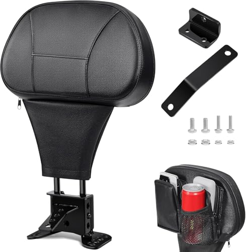 Benlari Driver Rider Backrest, Adjustable Detachable Plug-in Rider Back Rest Pad Fit for Harley Davidson Touring Street Glide Electra Glide Road Glide Road King CVO 1997-2024, Black (Black)
