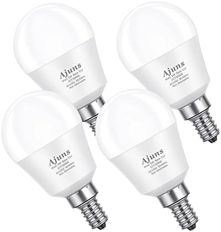 Ajuns LED Ceiling Fan Light Bulbs 40W Equivalent 120V E12 LED Candelabra Light Bulb 5W Daylight White 5000K A15 , Used for Branch Chandeliers, Vanity Mirror Light, E12 Base 4Pack