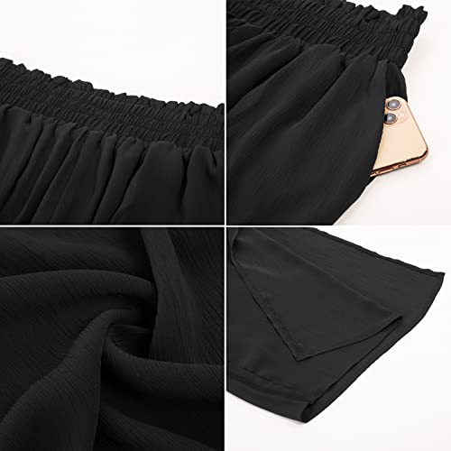 Grace Karin Side Slits Casual Style Pants With Pockets For Women For Summer Wear Black Xl #TOP4