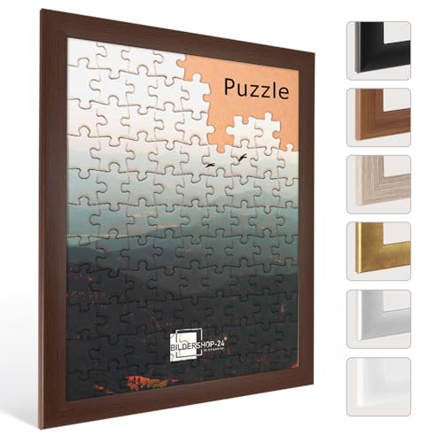 Cornice portafoto per puzzle, ca. 500 – 1000 pezzi, 50 x 75 cm, wengè/quercia