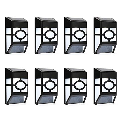 Derlights Solar Powered Wall Lights Outdoor Solar Deck Lights Waterproof for Fence Post Garden Yard Lawn Roof Landscape Lighting Decoration (8pcs)