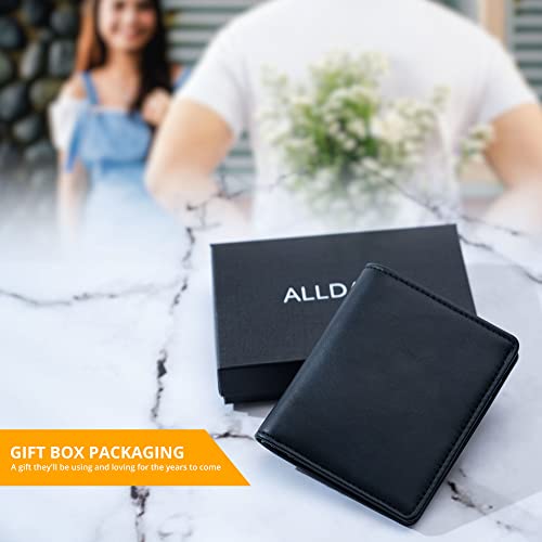 Image of Alldaily Small RFID Wallet for Women Slim Compact Bifold Pocket Ladies Travel Mini Purse (Black)