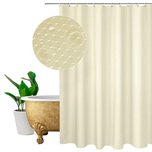 EurCross Shower Curtain Beige, Plain Design Waffle Checked Polyester Shower Curtain for bathroom Mildew Resistant Heavy Duty with 12 Hooks, Standard Size 180x180cm EurCross Shower Curtain Beige, Plain Design Waffle Checked Polyester Shower Curtain for bathroom Mildew Resistant Heavy Duty with 12 Hooks, Standard Size 180x180cm