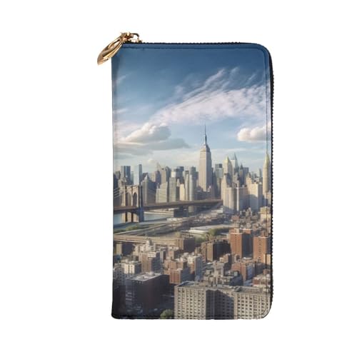 New York City Wallet For Women Men Clutch Rfid Blocking Leather Wallets Large Capacity Purse Credit Card Holder Money Case With Zipper Phone Holder Long Travel Purse2