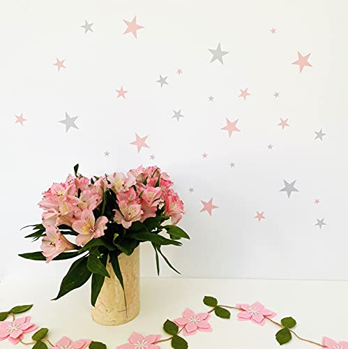 Calcomanías de pared reutilizables estrellas rosa y gris x66 miniatura 3