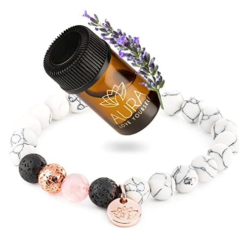 Lava Rock Diffuser Bracelet with Essential Oil Stone Beaded Bracelets for Women Yoga Beads Healing Crystal Gift for MOM Aromatherapy Stress Relief Self Care Spiritual Gifts for Women