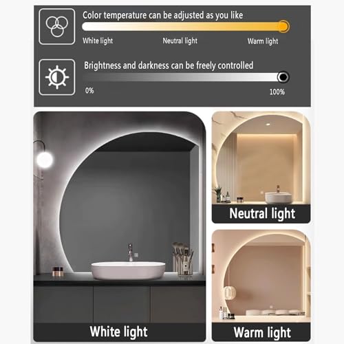 Miroir LED à intensité variable et fonction anti-buée pour salle de bain - 3
