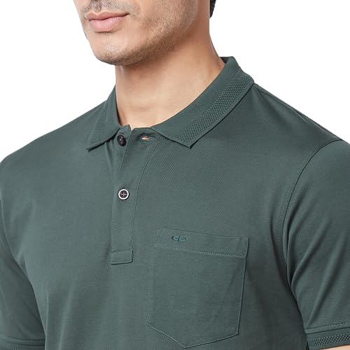 Image of Colorplus Men's Pure Cotton Solid Pattern Tailored Fit Polo Neck Half Sleeve Casual T-Shirt