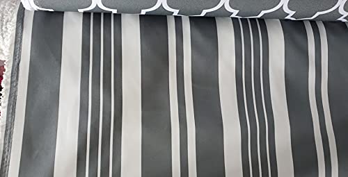 Upholstery, Waterproof Outdoor Canvas Stripes Fabric Per Yard 60 Inches Wide, Charcoal/White