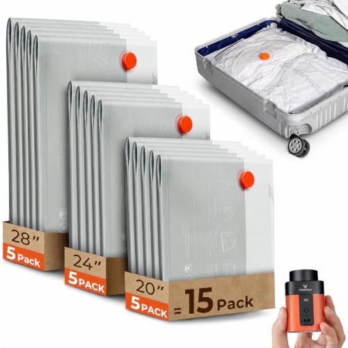 Image of ETENWOLF 15 Combo Vacuum Storage Bags for Travel with Wireless Pump