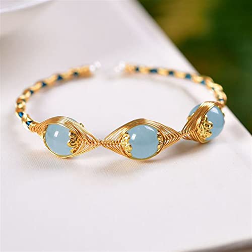 TYUTYU Original Design Aquamarine perlen Armband for Frauen armbänder armreifen Charms Elegante Geschenke Armband schmuck (Gem Color : Blue) Cover