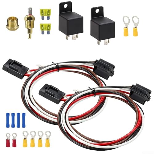 AugustknowU Kit relè doppia ventola 40 AMP con interruttore di temperatura regolabile per sistema di raffreddamento del motore 185 On 175 Off