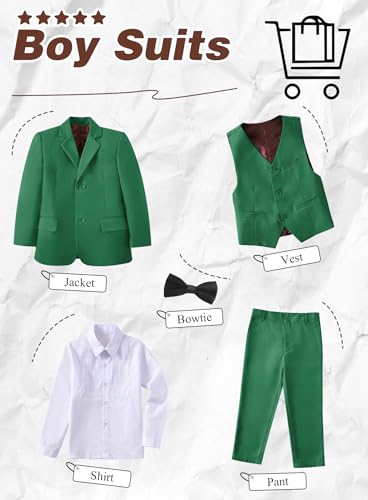 Image of Toddler Suits Slim Fit Suit for Boys,Formal Tuxedo Ring Bearer Outfit Kids Dress Clothes for Wedding,Adjustable Waist