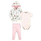 Hudson Baby Unisex Baby Cotton Hoodie, Bodysuit or Tee Top and Pant Set, ENCHANTED FOREST BABY, 0-3 Months