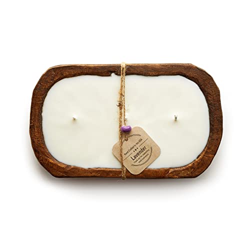 Dough Bowl Candle Company Lavender Soy Candle - 3 Wick Candle Essential Oil Wax Melts, Rustic Farmhouse Decor Odor Eliminator, 20 Ounce All-Natural Soy Candles Gifts For Women And Men #TOP7