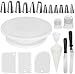 InnoGear - Forniture per decorazione dolci con piatto girevole da 28 cm, spatola, 3 spatole, 12 beccucci per torte, 2 accoppiatori e 50 sacchetti usa e getta, in acciaio inox
