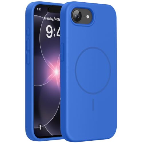 Image of Miracase Magnetic for iPhone 17e Case & iPhone 16e Case, [Soft Anti-Scratch Microfiber Lining], Compatible with MagSafe, Silicone Shockproof Protection Phone Case for iPhone 17e /16e, Blue