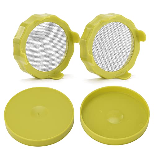 BestAlice 4 Pack Sprouting Lids, Sprouting Jar Strainer Lid with Stainless Steel Screen for 86mm Wide Mouth Mason Jars, Germination Kit Sprout Maker