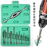 10 Tlg Schraubenausdreher Set,Linksausdreher Inkl Windeisen,M3-M18 Ausdreher Set Für Beschädigte Schrauben,Screw Extractor Mit Aufbewahrungsbox,Schraubenlöser Mit Kobalthaltige Spiralbohre,Werkzeugset