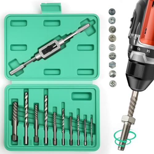 Lot de 10 extracteurs de vis, extracteur gauche inclus avec casse-écrou, extracteur M3-M18 pour vis endommagées, extracteur de vis avec boîte de rangement,...