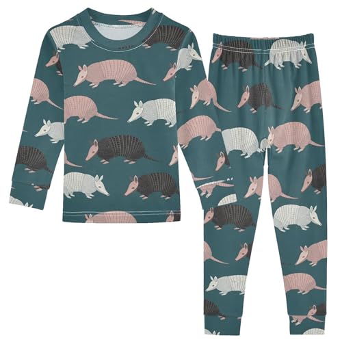 Pajama Sets Long Sleeve Armadillos Animals Soft Comfy Sleepwear 2 Piece PJS 3-8T