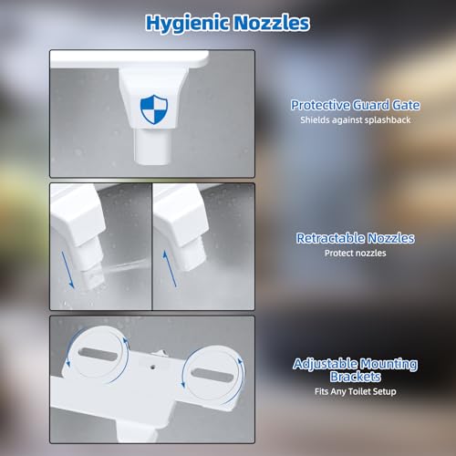 image for Hibbent Bidet Attachment for Toilet, Non-Electric Dual Nozzle for Fron