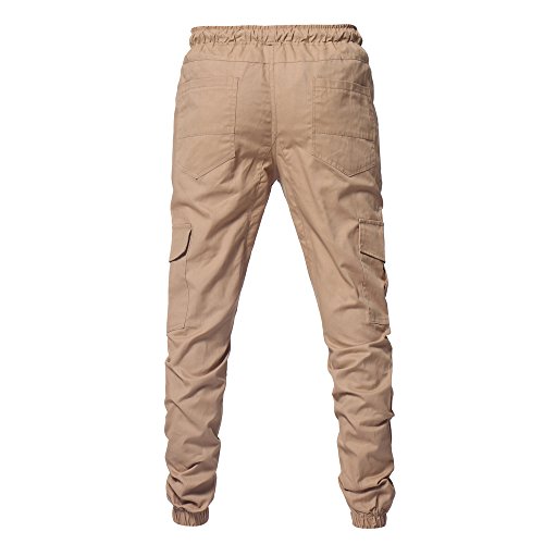 Drawstring Pant Fashion Men's Sport Pure Color Bandage Casual Loose Sweatpants Khaki #TOP5