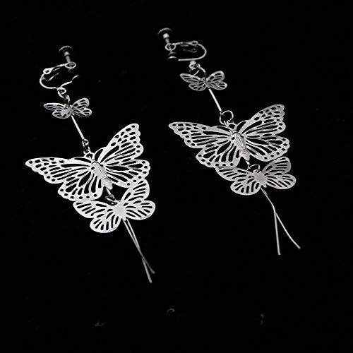 Fxmimior Fashion Women Earrings Vintage Silver Butterfly Long Bohemian Long Chain Drop Dangle Earrings Jewelry For Women And Girls #TOP4