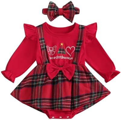 Macacão de Natal para bebês meninas My First/1st Xmas Macacão par...