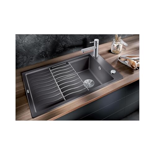 BLANCO ELON XL 6 S | Granitspüle aus SILGRANIT schwarz | Einbauart: Einbau von Oben | reversibel | für 60 cm breite Unterschränke | Großes Becken | Reinigungsfreundliche Öberfläche