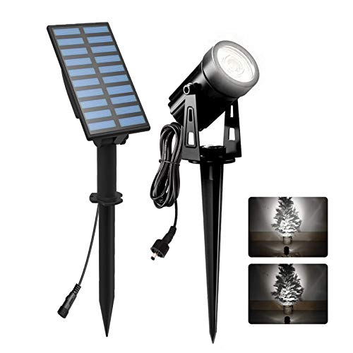 T-SUNUS Spot Solaire Exterieur, Lampe Solaire Extérieur Etanche IP65 Lumiere Exterieur Solaire automatique on/off pour Jardin Allée Terrasse Blanc